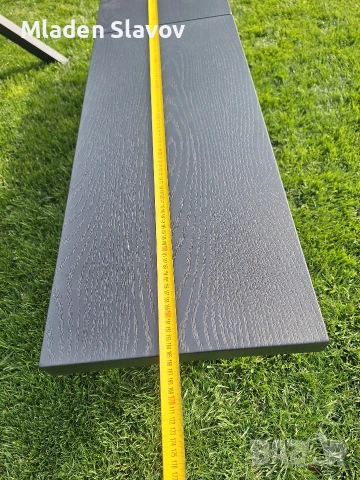 градински комлект от алуминий цвят антрацит, имитация на дърво, снимка 8 - Градински мебели, декорация  - 54198770