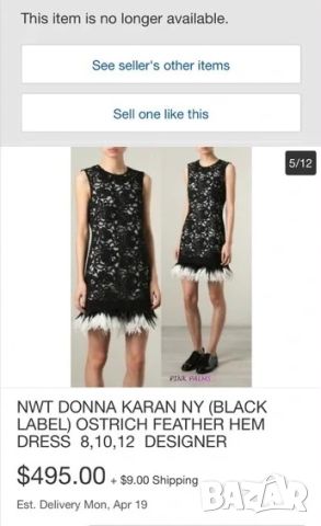 Donna Karan NY black label Runway Мини рокля с пера, М, снимка 10 - Рокли - 45878561