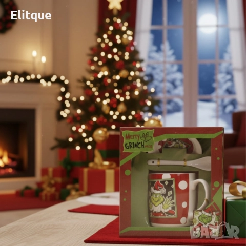 Коледен подаръчен комплект Merry Grinchmas – идеален подарък за добро настроение, снимка 6 - Декорация за дома - 52575521