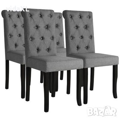 vidaXL Трапезни столове, 4 бр, тъмносиви, текстил и извито дърво（SKU:279501
