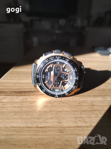 Мъжки часовник MEGIR, японски кварц, хронограф, календар, светещи стрелки, черен с розово злато, снимка 4 - Мъжки - 51530157