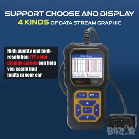 Професионален автомобилен диагностичен кодочетец AT500 Full OBD2 EOBD , снимка 8 - Аксесоари и консумативи - 47008769