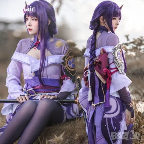 Аниме косплей Game Genshin Impact Raiden Shogun Cosplay Wig, снимка 4 - Аксесоари за коса - 50285783