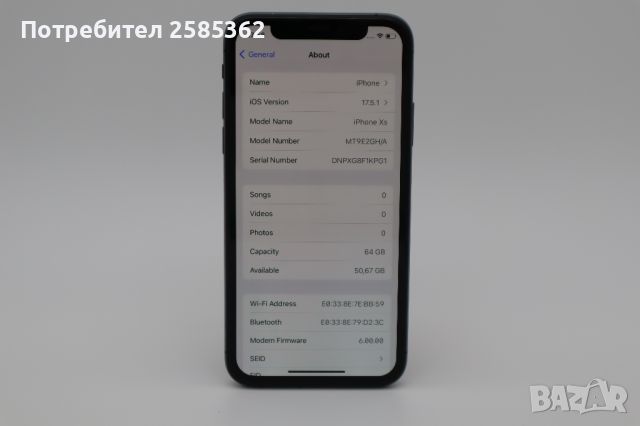 iPhone XS Space Grey 64 Gb 100% Батерия, снимка 3 - Apple iPhone - 46043728