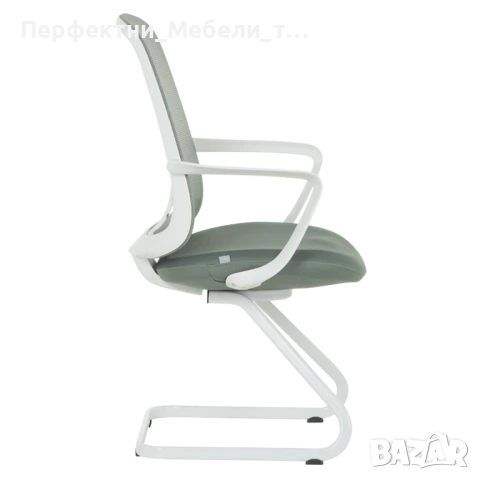 Луксозен посетителски стол в млечно зелен гама на склад.Конферентен зелен стол,кресло в зелено-бяло, снимка 3 - Столове за офис - 50613718