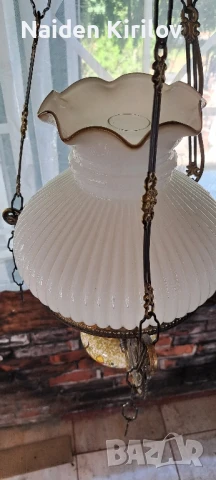 полилей от месинг, порцелан и стъкло , снимка 14 - Полилеи - 50598413