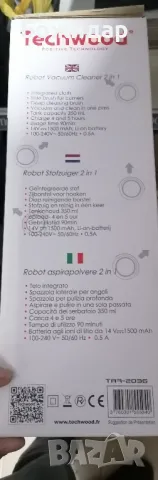 Прахосмукачка робот 2 в 1 Techwood TAR-2031, 450 Pa, 350 мл, Моп, Автономия 90 мин, Бял , снимка 2 - Прахосмукачки - 49866822
