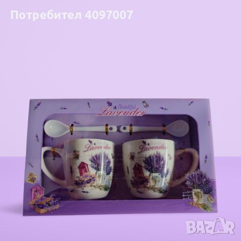 Комплект за двама с 2 порцеланови чаши и 2 лъжички, за изискано изживяване на вкуса, снимка 1 - Чаши - 45751155