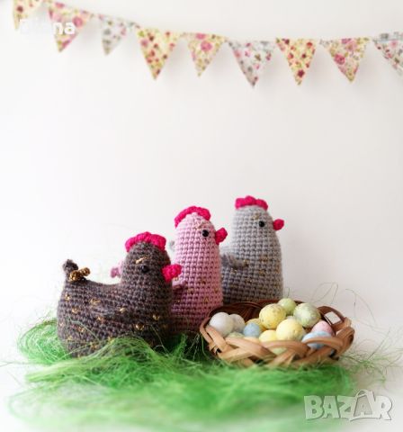 Великденска декорация, плетени кокошки, играчки ръчна изработка , снимка 2 - Декорация за дома - 45250254