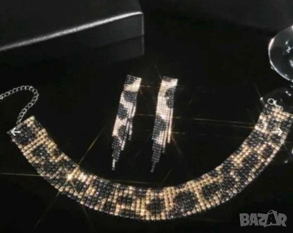 Кристален комплект колие и обеци , снимка 2 - Колиета, медальони, синджири - 52530175
