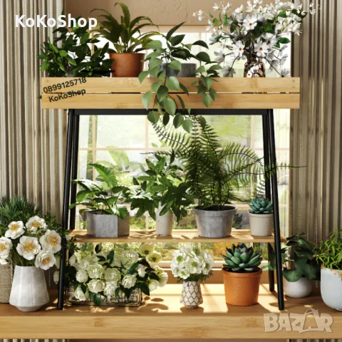 Цветарник-74x25x67 см./етажерка/бамбуков цветарник/, снимка 5 - Други - 49712548