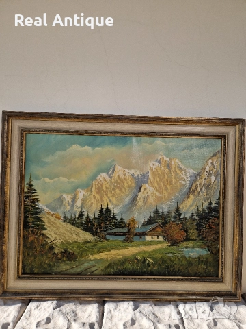 Прекрасна антикварна авторска майсторска картина масло върху платно , снимка 3 - Антикварни и старинни предмети - 52803737