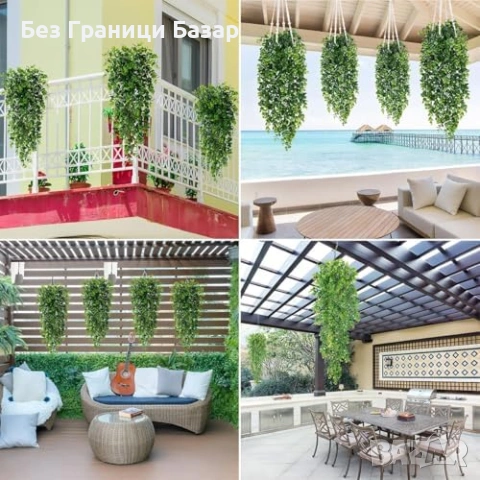 Нови Фалшиви висящи растения евкалипт 2 броя реалистичен зелен декор стая, снимка 6 - Други - 53694039