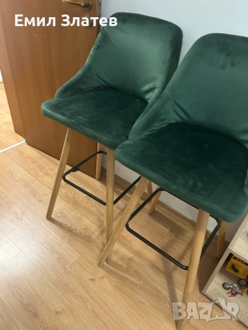 Бар табуретки/тъмнозелени/кадифе, снимка 2 - Столове - 51718476
