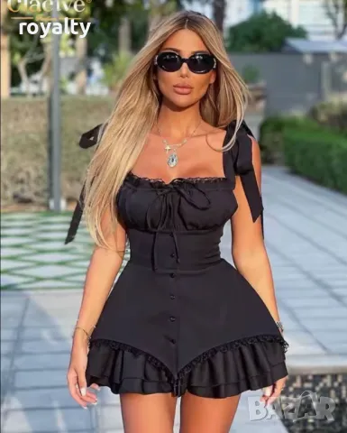 Стилна черна дамска рокля , снимка 3 - Рокли - 50412452