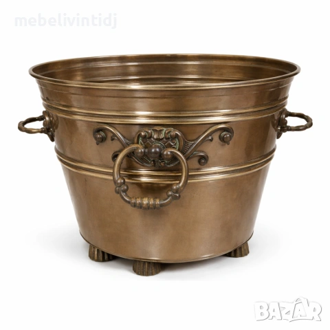 Елегантен винтидж охладител за вино или кашпа с декоративни орнаменти и странични дръжки, снимка 2 - Антикварни и старинни предмети - 53640000