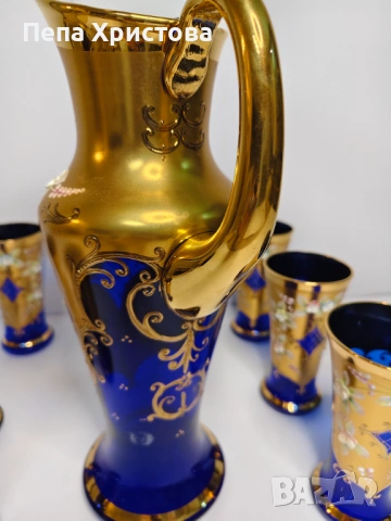 Комплект за лимонада/вода от чешки цветен кристал, снимка 7 - Сервизи - 53663721