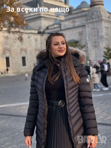 Moncler Дамско Дълго Зимно Яке С Естествен Пух На Качулката Монклер Код P1484, снимка 3 - Якета - 52338784