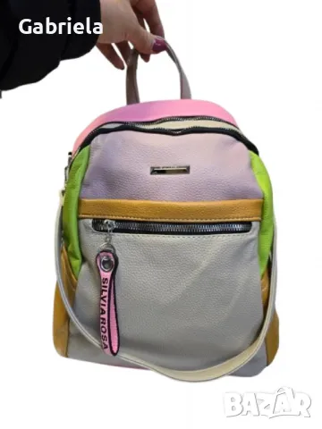 Компактна дамска раница с пъстър дизайн от еко материал, снимка 4 - Чанти - 50198373