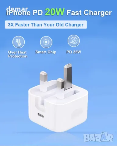 Бързо зареждащ адаптер за iPhone 15/15 Plus/15 Pro/15 Pro Max, без включен кабел, снимка 4 - Друга електроника - 49810514