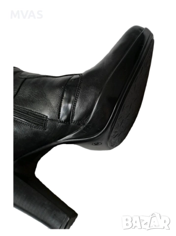 -40% Нови дамски черни ботуши от естествена кожа на ток 39 размер, снимка 5 - Дамски ботуши - 51880149