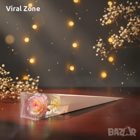 Декоративна роза със златно стъбло в подаръчна кутия, снимка 5 - Подаръци за жени - 53240073