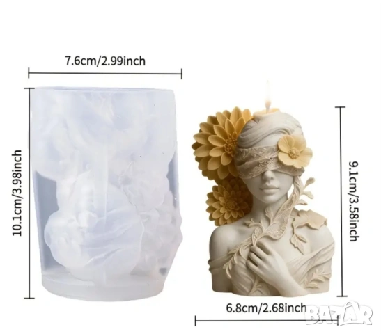 Молд жена с превръзка на очите и цветя , снимка 14 - Форми - 53412692