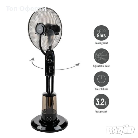 Вентилатор с водна мъгла 16", 75W, таймер, мехн. упр-е, снимка 5 - Вентилатори - 50553101