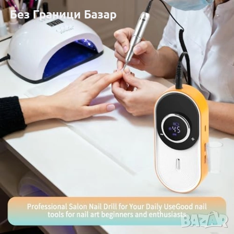 Нова Електрическа пила за нокти 45000 RPM USB-C LED дисплей 11 накрайника, снимка 8 - Продукти за маникюр - 53531282