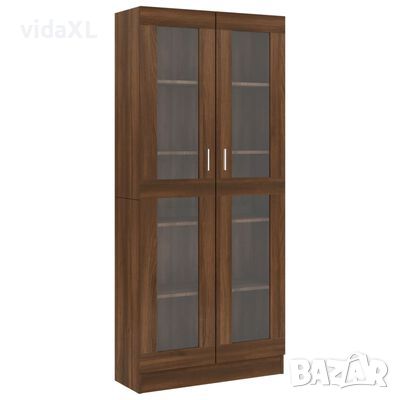 vidaXL Шкаф витрина, кафяв дъб, 82,5x30,5x185,5 см, инженерно дърво(SKU:815623
