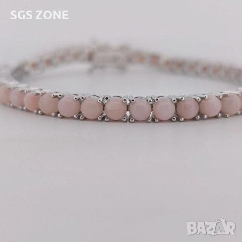 Сребърна гривна с морганит, снимка 2 - Гривни - 52552619