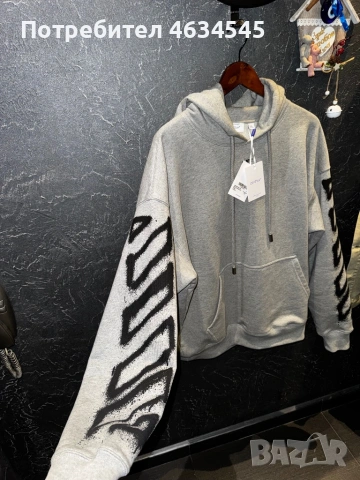 ЧИСТО НОВ 100% ОРИГИНАЛЕН Off-White Spray Can Arrow Hoodie, снимка 3 - Суичъри - 53151980