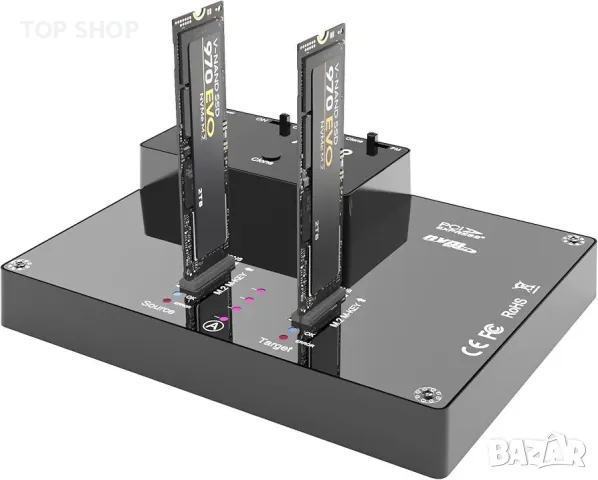 MAIWO K3015P Portable Dual Bay M.2 NVME докинг станция, тип C10Gbps NVME SSD, снимка 1 - Дънни платки - 48791903