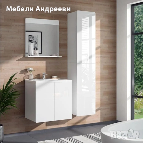 Висока колона/шкаф бял гланц Vicco 4722, снимка 3 - Шкафове - 53766612