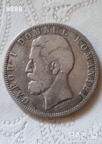 Сребърна монета кралство Румъния 5 леи 1880, снимка 2 - Нумизматика и бонистика - 45750430