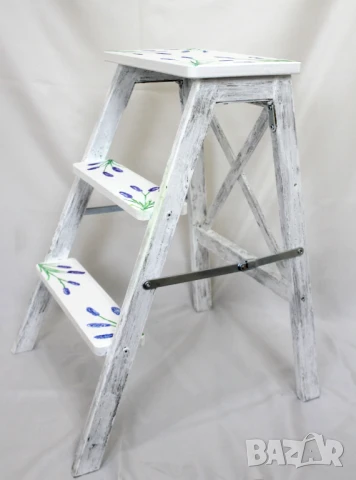 Столче-стълба с декоративен мотив лавандула, снимка 7 - Столове - 50730816