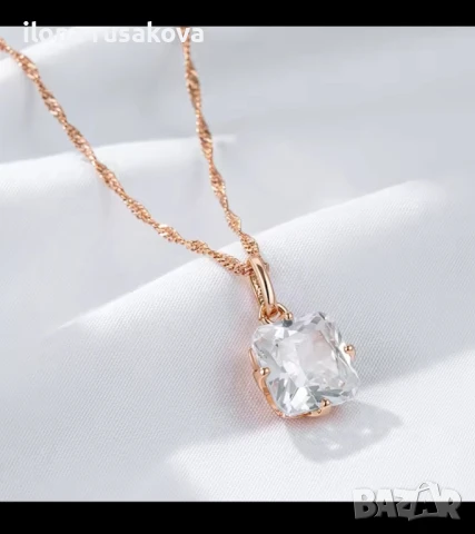 Уникален комплект сьс златно покритие с печат 585 розово злато и естествени камъни. , снимка 7 - Бижутерийни комплекти - 51411133