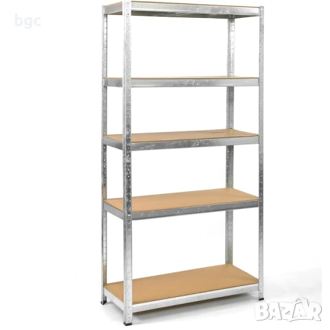 Стелаж Smart Storage 954575, Метален, 180x75x40 см, 5 MDF рафта, 100 кг/рафт, Поцинкован, Монтаж със, снимка 2 - Стелажи и щандове - 50470257