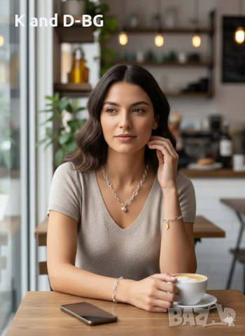 Сребърен комплект! Колие и гривна проба 925 , снимка 4 - Колиета, медальони, синджири - 53522368