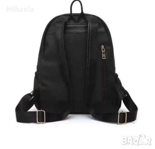 🎒 Стилна черна раница с златни ципове – нова, снимка 4 - Раници - 53413352