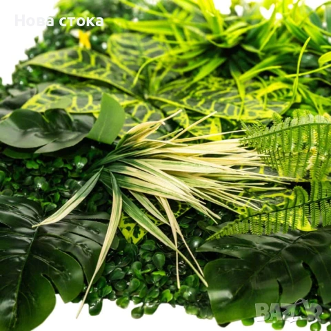 Зелено пано с изкуствени цветя, 50*100 см, снимка 2 - Други - 54007236