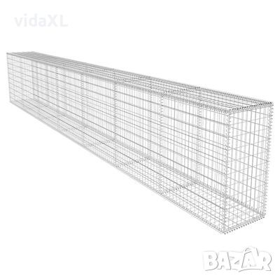 vidaXL Габионна стена с капак, поцинкована стомана, 600x50x100 см（SKU:142530
