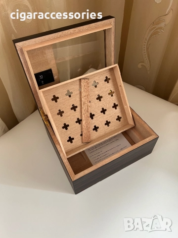 Луксозен хумидор от кедрово дърво с хигрометър – нов, 55 пури, снимка 2 - Табакери - 52416780