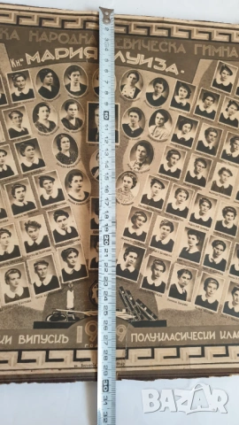 Стара голяма снимка на випуск девическа гимназия 1939година, снимка 8 - Антикварни и старинни предмети - 53866123