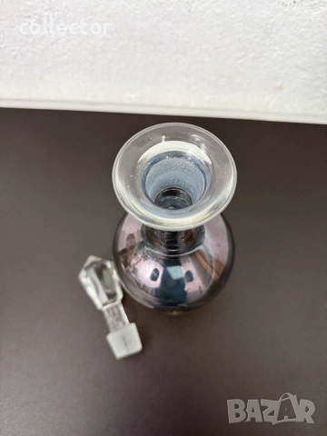 Винтидж ирисцентен стъклен декантер / гарафа / бутилка. №7667, снимка 6 - Антикварни и старинни предмети - 52582656