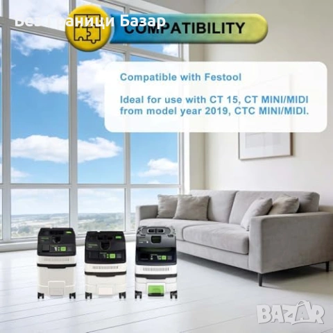 Нови SELFCLEAN нетъкан филтър торби 204308 за Festool CT 15 MINI/MIDI 2019+, снимка 2 - Прахосмукачки - 53530152