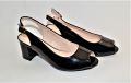 Дамски лачени сандали на ток в черно 3093, снимка 1 - Сандали - 45603616