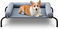 TJsouler Външно кучешко легло с подвижна поддухалка, охлаждащо за малки до средни кучета, M, сиво