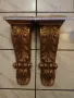 Комплект два позлатени,резбовани корбела,скоби за стенен рафт, за корниз за перде. , снимка 6