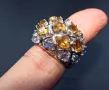 925 сребърен пръстен с цитрини и танзанит 6x4mm, тегло пръстена 10гр. Халка 7/55/17.35 , снимка 4